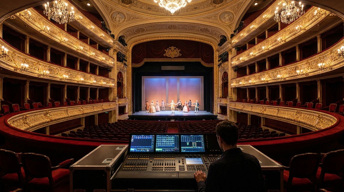 Lighting console at front of house — opera house
